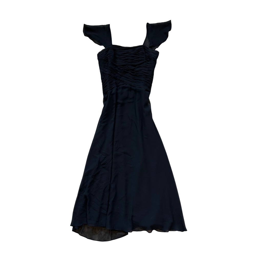 Vtg 100% silk black jones new york‎ fairy whimsigoth flowy midi dress 4